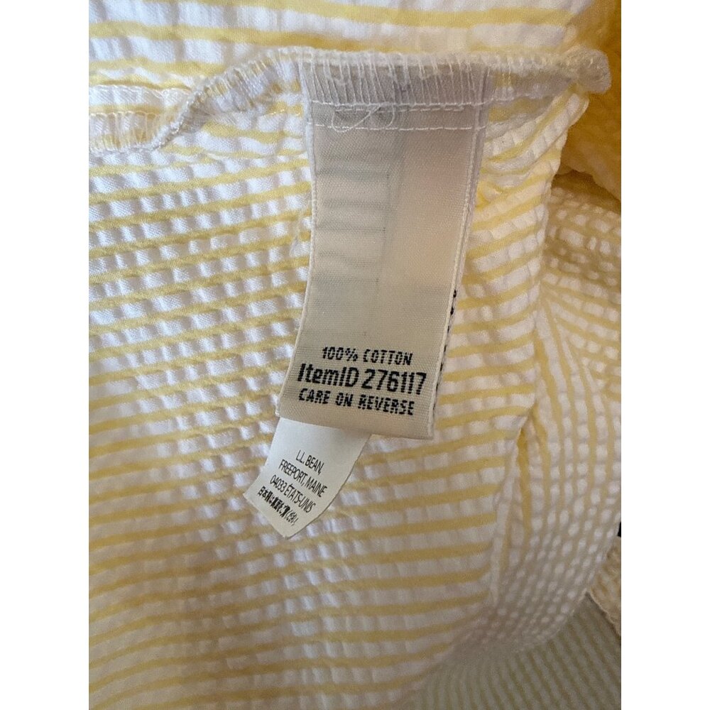 L.L. Bean Womens IX Yellow/White Striped Button-Down Seersucker Shirt  Cotton - Picture 4 of 7